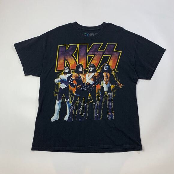 Vintage Liquid Blue Kiss Band T Shirt Mens L Large Black Crew 2009 Catalog Tee - Picture 2 of 9